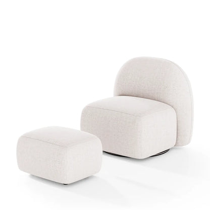 Conjunto Poltrona Giratória e Puff Estofados Aurora