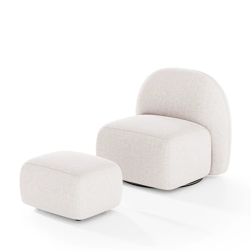 Conjunto Poltrona Giratória e Puff Estofados Aurora
