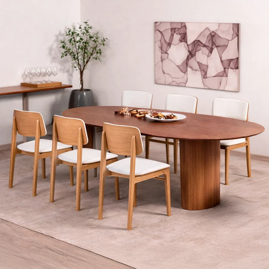 Conjunto de Jantar Mesa Orgânica 6 Cadeiras Gaya