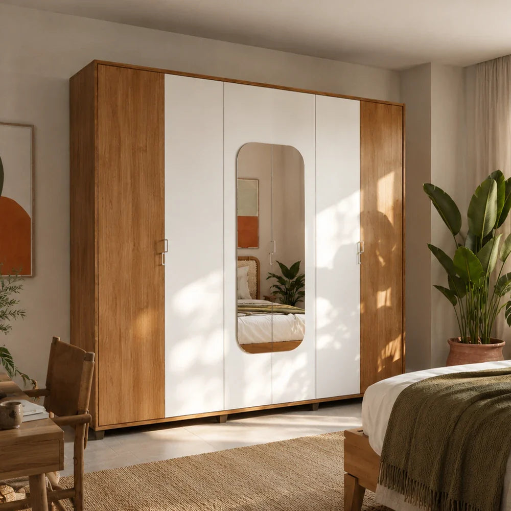 Guarda-Roupa Casal com Espelho 6 Portas 6 Gavetas 100% MDF Dayton 275 cm