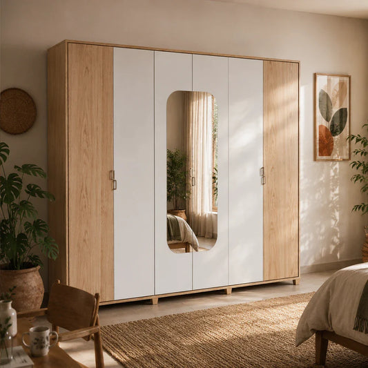 Guarda-Roupa Casal com Espelho 6 Portas 6 Gavetas 100% MDF Dayton 275 cm