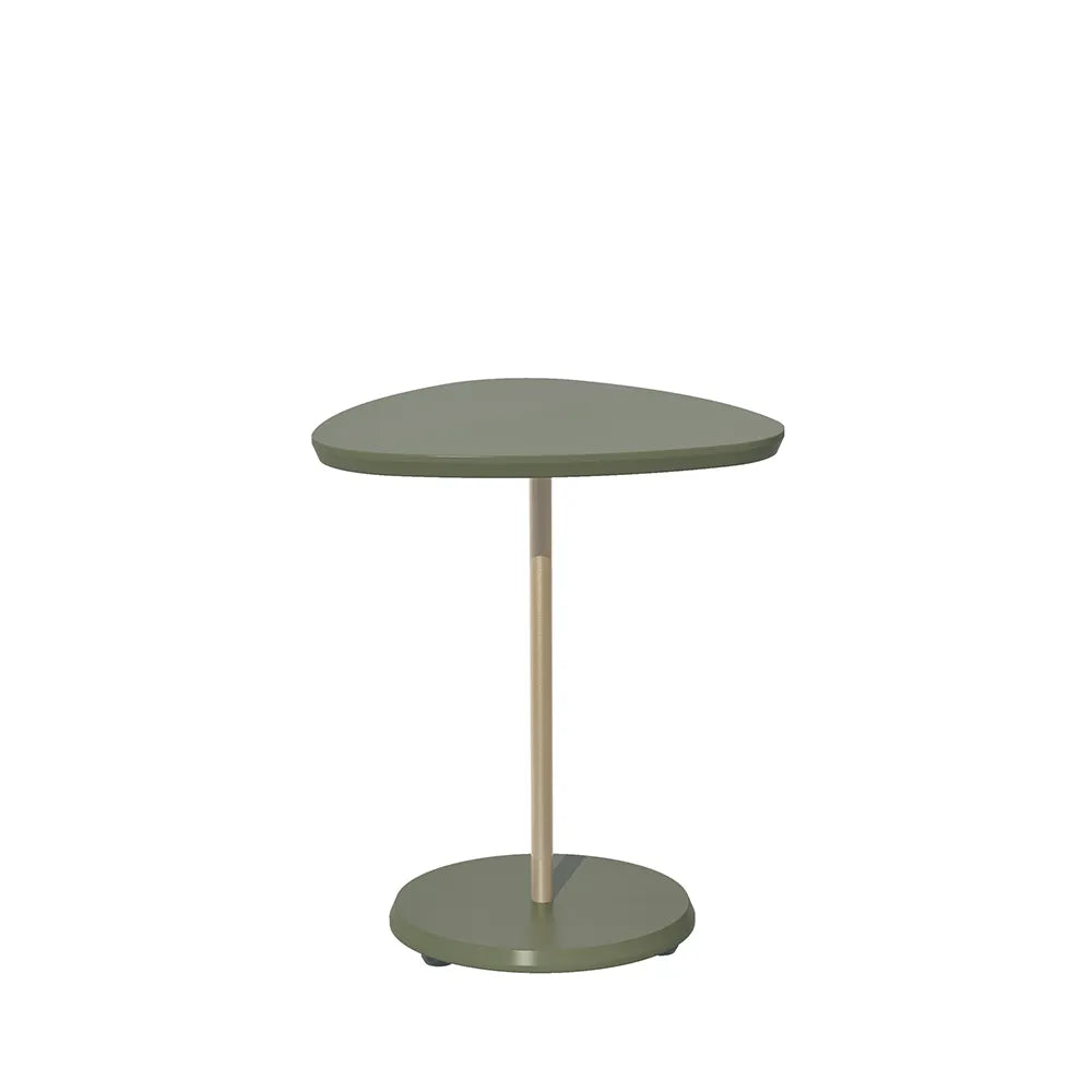Mesa Lateral Triangular para Sala Lyra 60 cm - Menta c/ Dourado