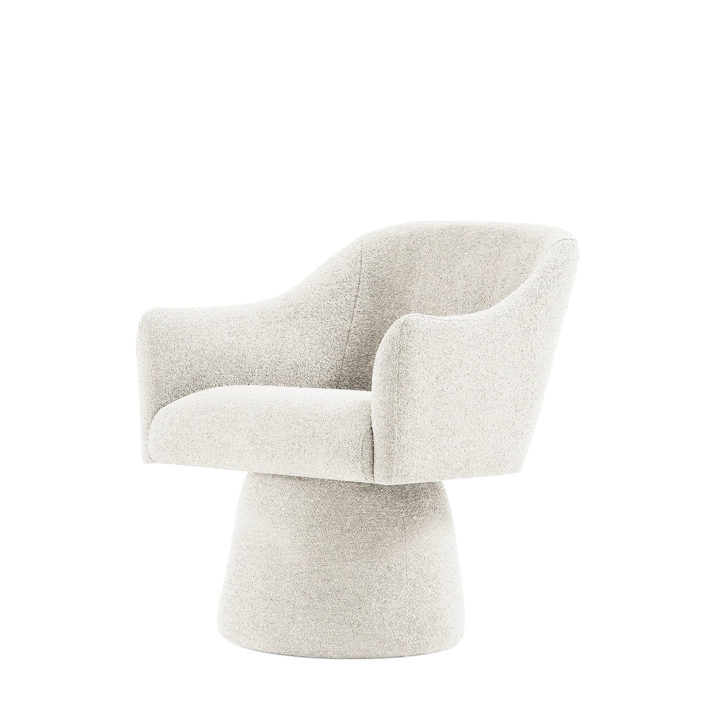 Poltrona Giratória Estofada Phylo - Linho Texturizado Off White