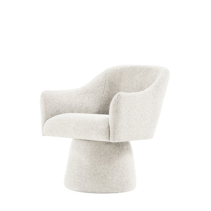 Poltrona Giratória Estofada Phylo - Linho Texturizado Off White