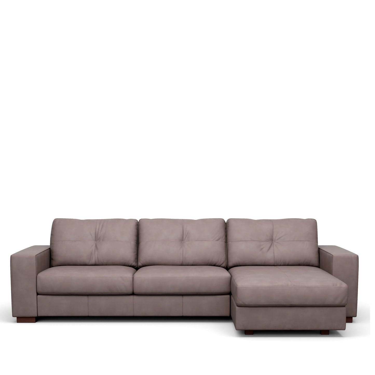 Sofá 5 Lugares com Chaise Lado Direito Avalon 296 cm - Couro Natural Chumbo
