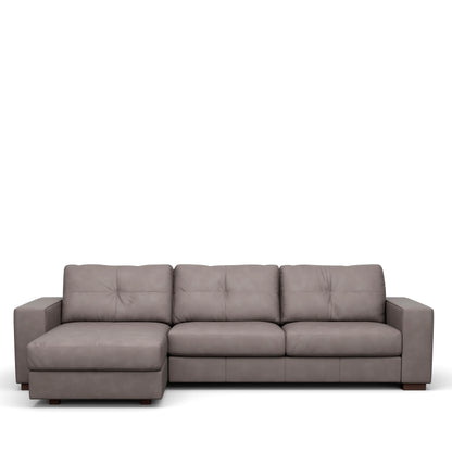 Sofá 5 Lugares com Chaise Lado Esquerdo Avalon 296 cm - Couro Natural Chumbo