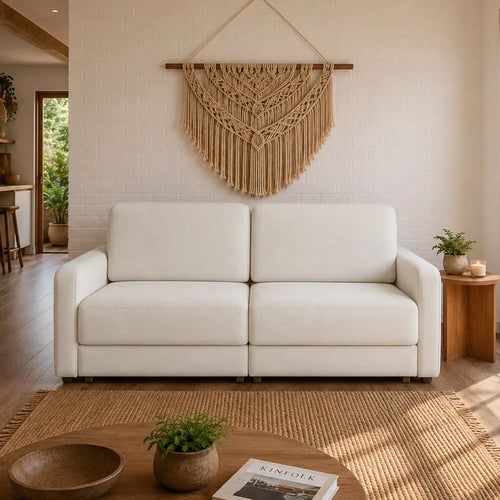 Sofá Cama Retrátil e Reclinável 3 Lugares Hudson 190 cm - Linho Texturizado Bege