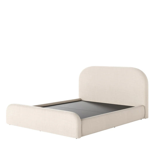 Cama Estofada King com Cabeceira Aurora - Linho Texturizado Off White