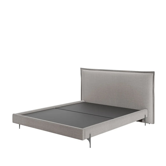 Cama Estofada Queen com Cabeceira Eos - Linho Texturizado Cinza