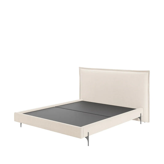 Cama Estofada de Casal com Cabeceira Eos - Linho Texturizado Off White