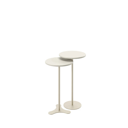 Conjunto de 2 Mesas Laterais Redonda Orb - Off White c/ Champanhe