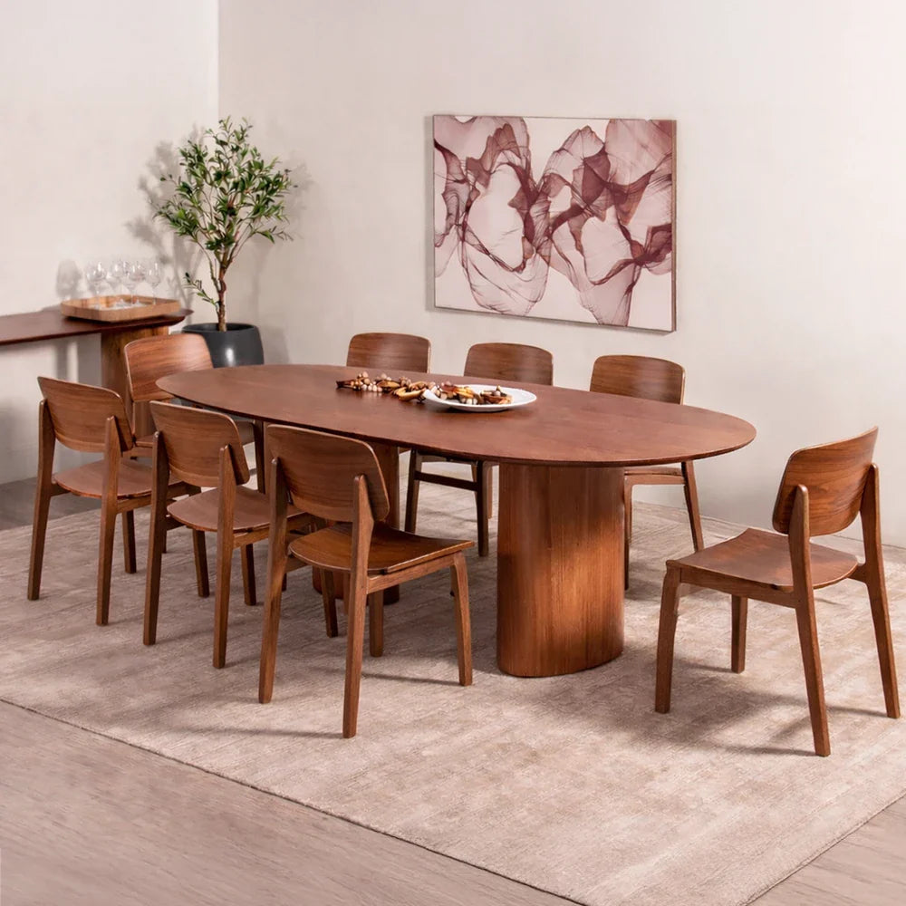Conjunto de Jantar Mesa Orgânica 8 Cadeiras Gaya - Natural