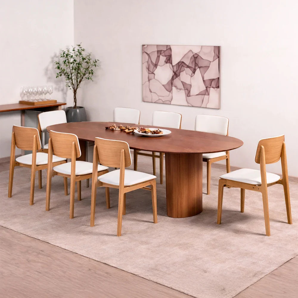 Conjunto de Jantar Mesa Orgânica 8 Cadeiras Gaya