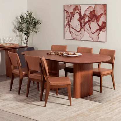 Conjunto de Jantar Mesa Orgânica Gaya 6 Cadeiras Ella - Natural c/ Caramelo