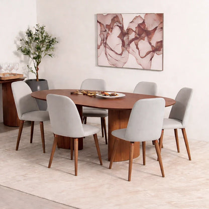 Conjunto de Jantar Mesa Orgânica Gaya 6 Cadeiras New Drop - Natural c/ Cinza