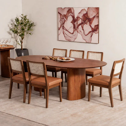 Conjunto de Jantar Mesa Orgânica Gaya 6 Cadeiras Saga - Natural c/ Caramelo