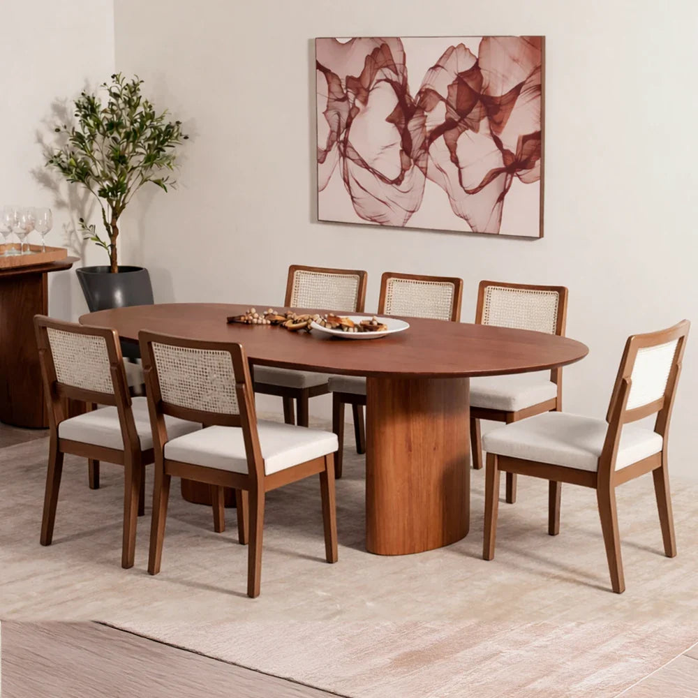 Conjunto de Jantar Mesa Orgânica Gaya 6 Cadeiras Saga