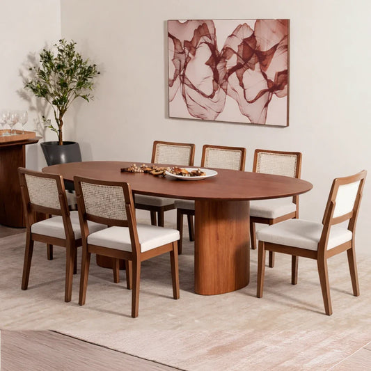 Conjunto de Jantar Mesa Orgânica Gaya 6 Cadeiras Saga