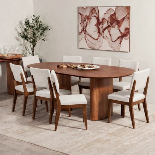 Conjunto de Jantar Mesa Orgânica Gaya 8 Cadeiras Ella