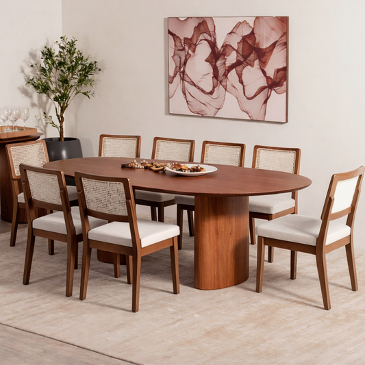 Conjunto de Jantar Mesa Orgânica Gaya 8 Cadeiras Saga