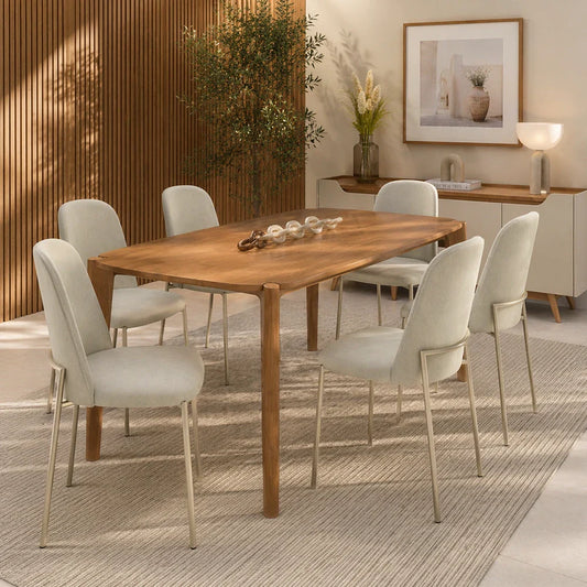 Conjunto de Jantar Mesa Retangular Harmony 6 Cadeiras Lucille