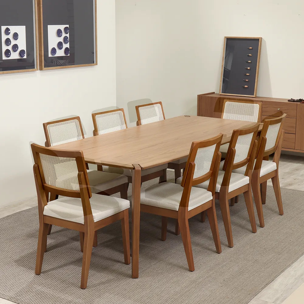 Conjunto de Jantar Mesa Retangular Harmony 8 Cadeiras Saga