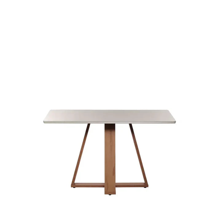 Conjunto de Jantar Mesa Retangular com Vidro Avena 4 Cadeiras Saga Off White c/ Linho Mescla Cru