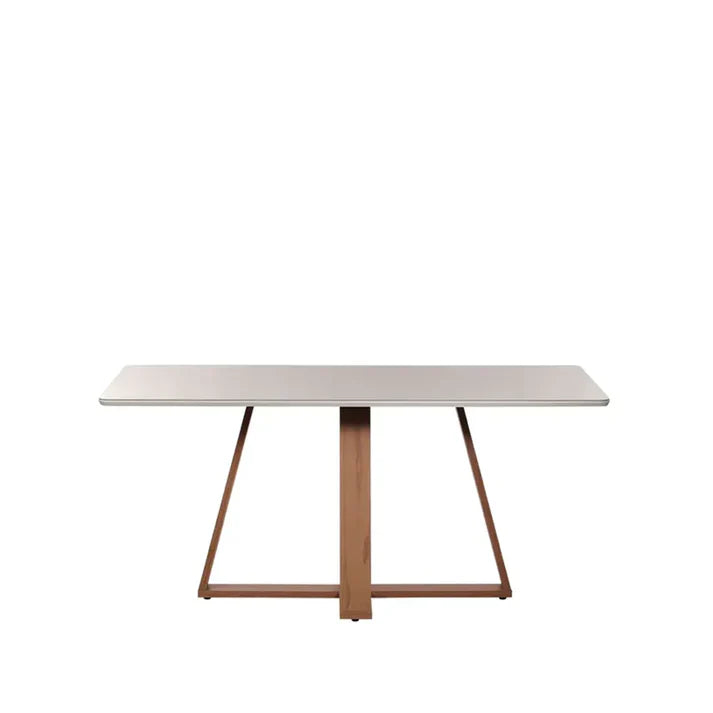 Conjunto de Jantar Mesa Retangular com Vidro Avena 6 Cadeiras Saga Off White c/ Linho Mescla Cru