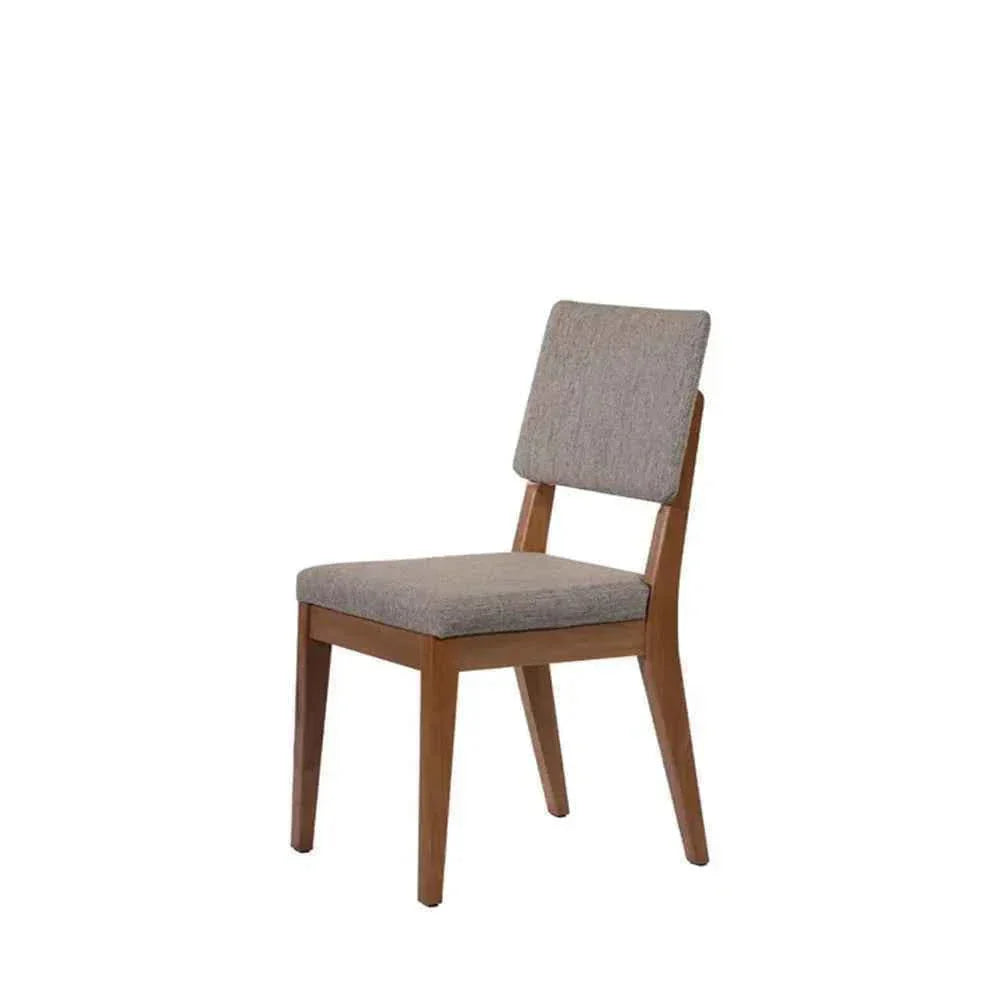 Conjunto de Jantar Mesa Organica Kalyx 4 Cadeiras Ella Canella c/ Linho Mescla Cinza