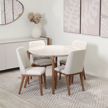 Conjunto de Jantar Mesa Redonda com Vidro Donatella 4 Cadeiras Kalina
