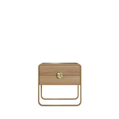 Mesa de Cabeceira com 2 Gavetas Dunna 60 cm - Mel c/ Dourado