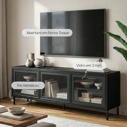 Rack para TV Até 55" 3 Portas com Vidro Vitria 135 cm