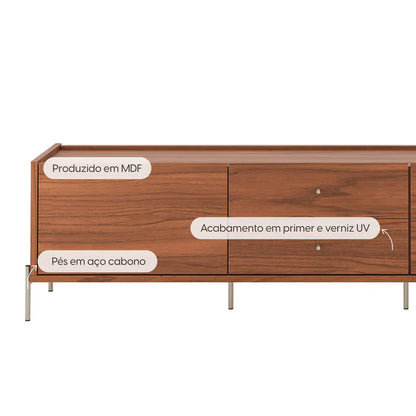 Conjunto Sala de Estar Completo Rack para TV até 75” Jasper - Sofá 4 Lugares Vancouver - 2 Mesas Laterais Botanic