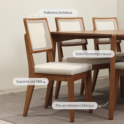 Conjunto de Jantar Mesa Retangular Harmony 8 Cadeiras Saga