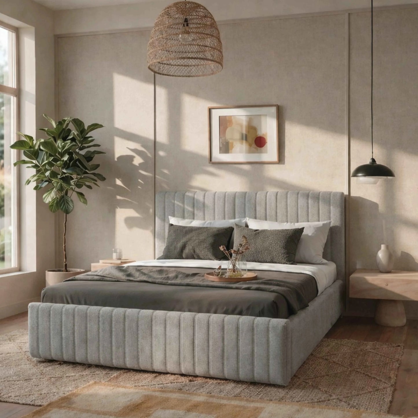 Cama Estofada King com Cabeceira Louise