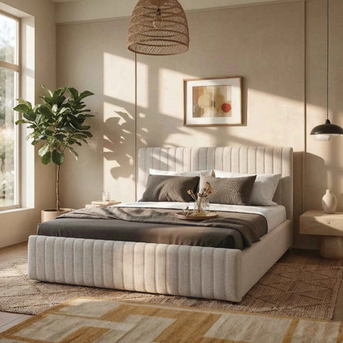 Cama Estofada de Casal com Cabeceira Louise