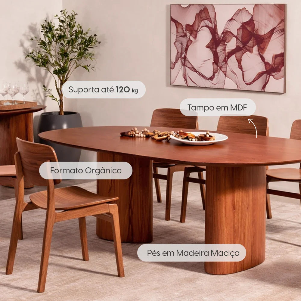 Conjunto de Jantar Mesa Orgânica 6 Cadeiras Gaya - Natural