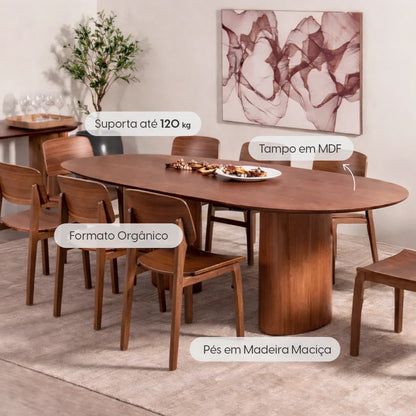 Conjunto de Jantar Mesa Orgânica 8 Cadeiras Gaya - Natural
