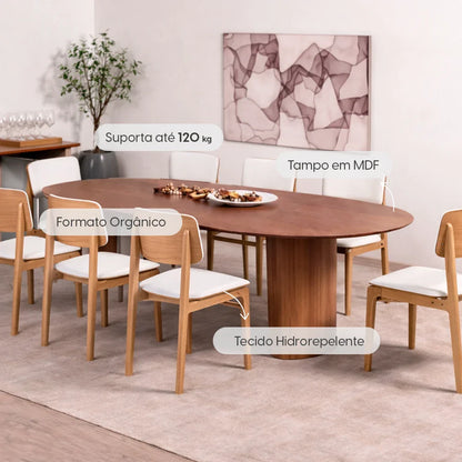 Conjunto de Jantar Mesa Orgânica 8 Cadeiras Gaya