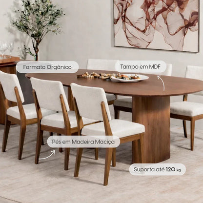 Conjunto de Jantar Mesa Orgânica Gaya 6 Cadeiras Ella