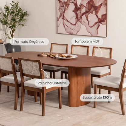 Conjunto de Jantar Mesa Orgânica Gaya 6 Cadeiras Saga
