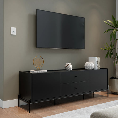 Rack para TV Até 75" 2 Gavetas 2 Portas Jasper 185 cm - Preto Fosco