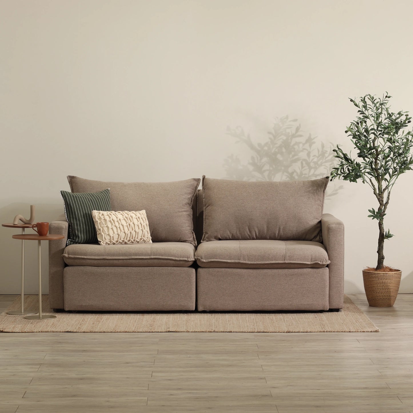Sofá Cama Retrátil e Reclinável 3 Lugares Trentino 208 cm - Linho Moka