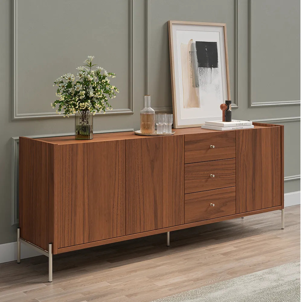 Buffet 3 Portas 3 Gavetas Jasper 184 cm - Canella c/ Champanhe
