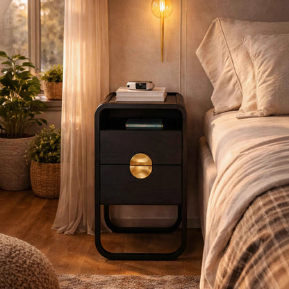 Mesa de Cabeceira com 2 Gavetas 1 Nicho Dunna 30 cm