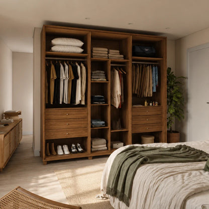 Guarda-Roupa Casal com Espelho 6 Portas 6 Gavetas 100% MDF Dayton 275 cm