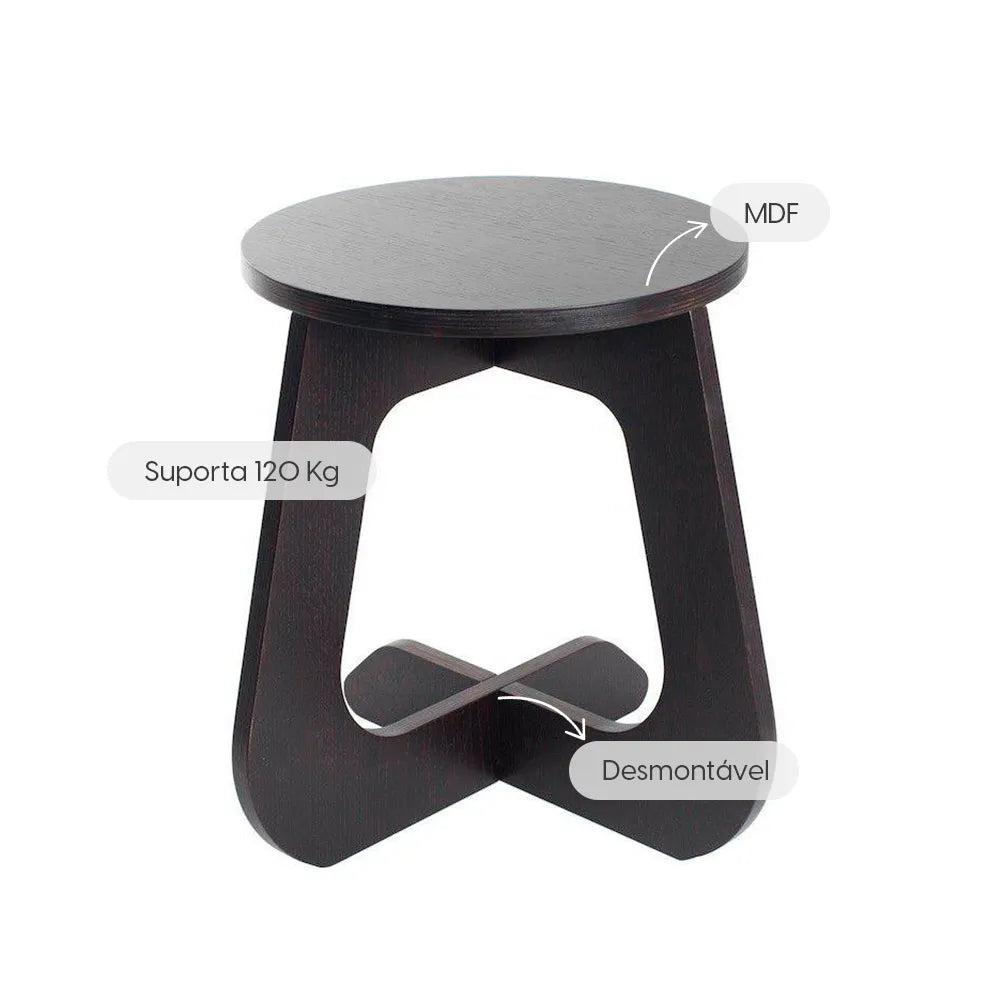 Mesa Lateral Redonda Duo 52 cm - Preto