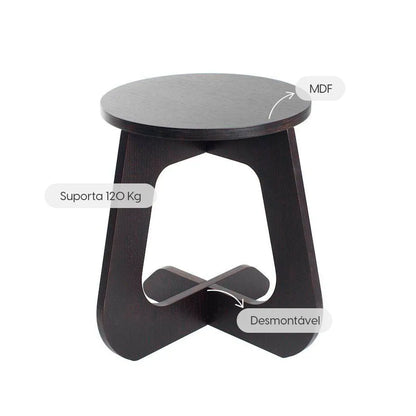 Mesa Lateral Redonda Duo 52 cm - Preto