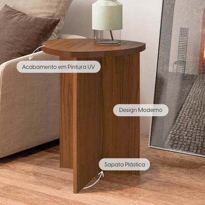 Mesa Lateral Triangular para Sala Elia 60 cm - Natural