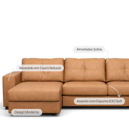 Sofá 5 Lugares com Chaise Lado Esquerdo Avalon 296 cm